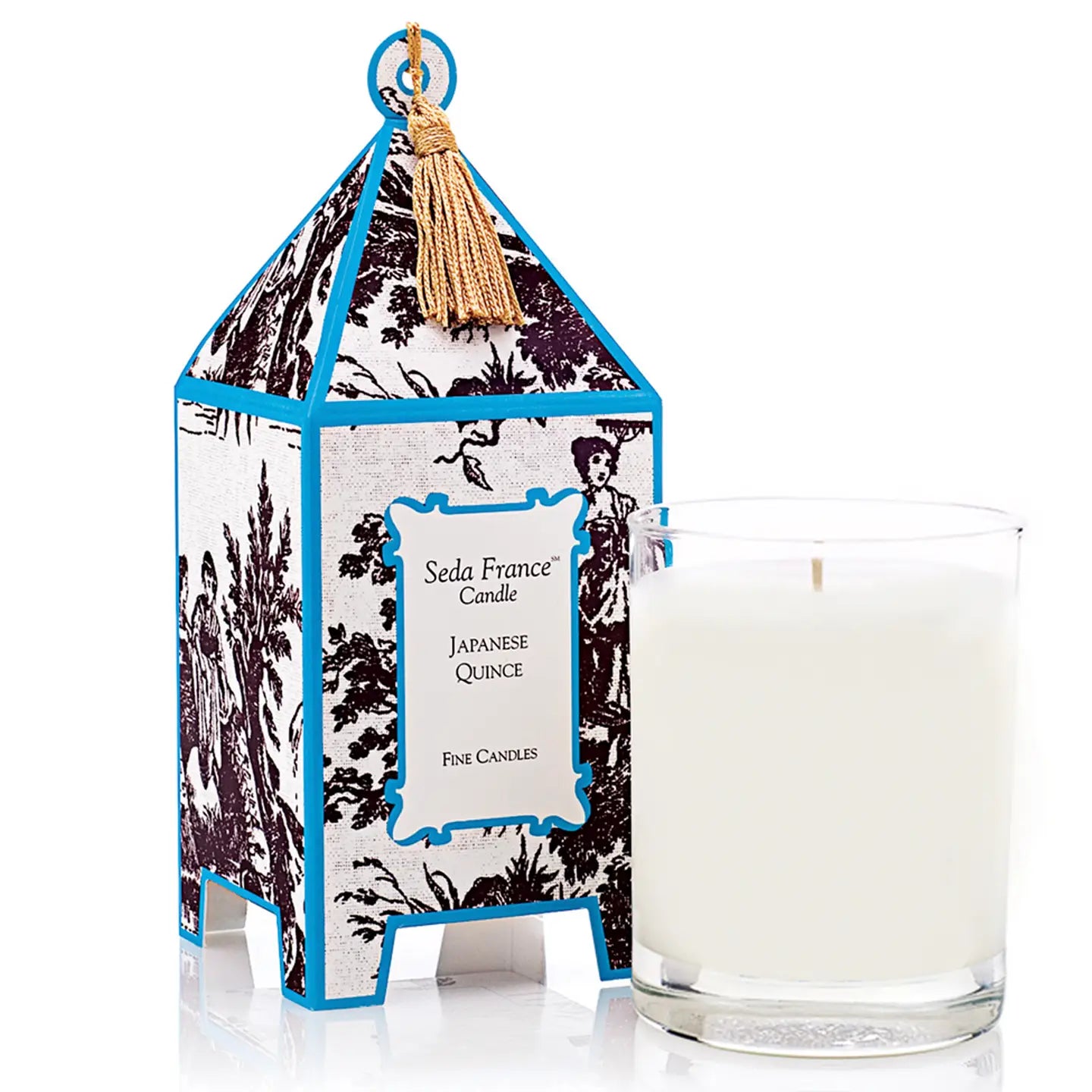 Japanese Quince Toile Pagoda Box Candle