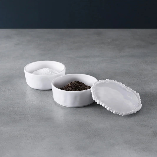 VIDA Alegria Stackable Salt-Pepper Cellar with Lid (White)