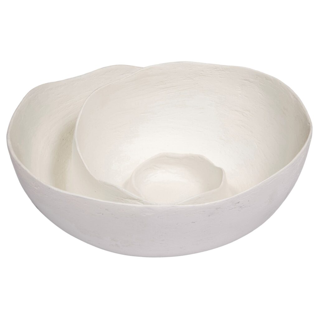 WHITE GESSO SWIRL DECORATIVE BOWL