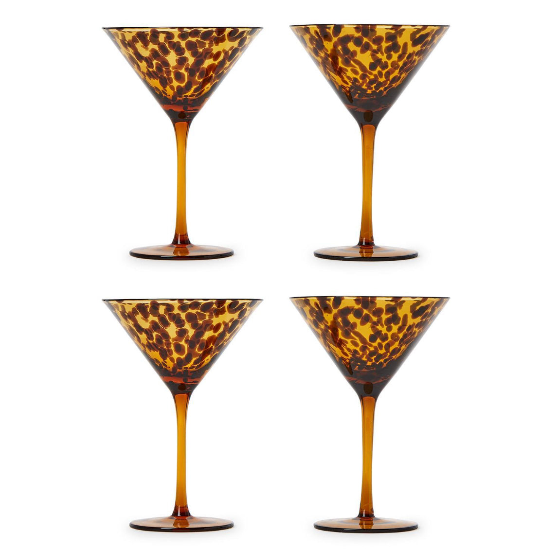 Set of 4 Tortoise Print Martini Glass