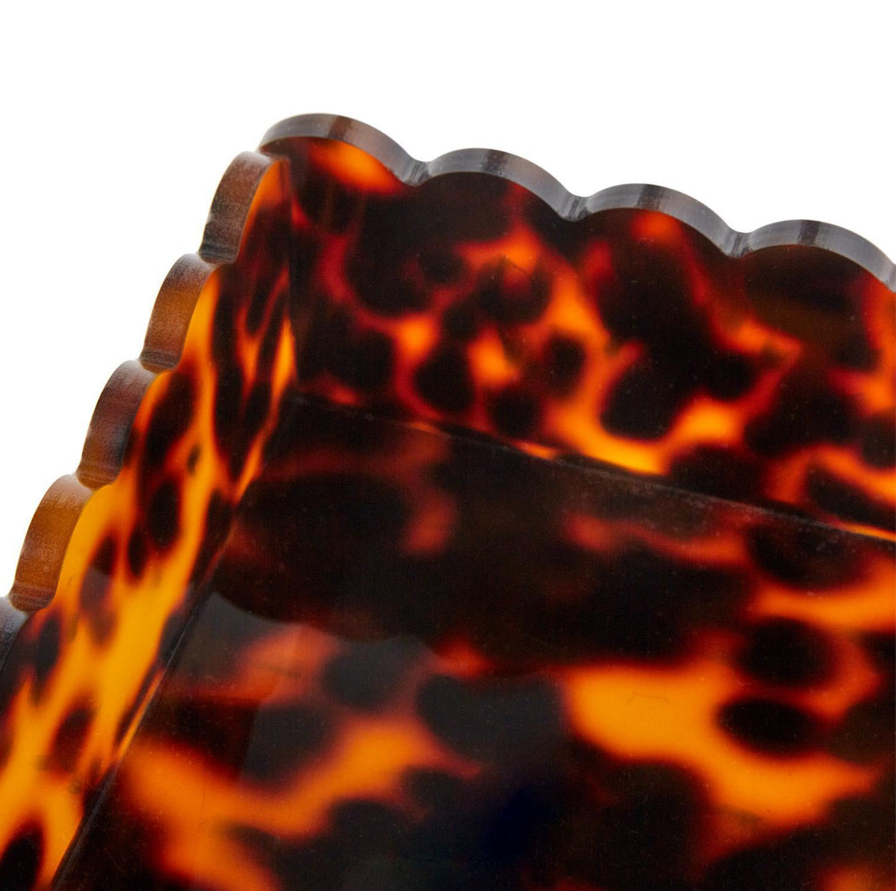 Tortoise Print Scalloped Edge Acrylic Guest Towel / Utensil Napkin Holder - Acrylic