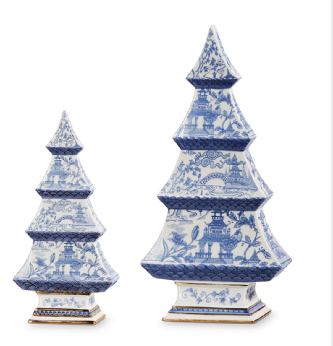 12.5" BLUE CHINOISERIE TREES