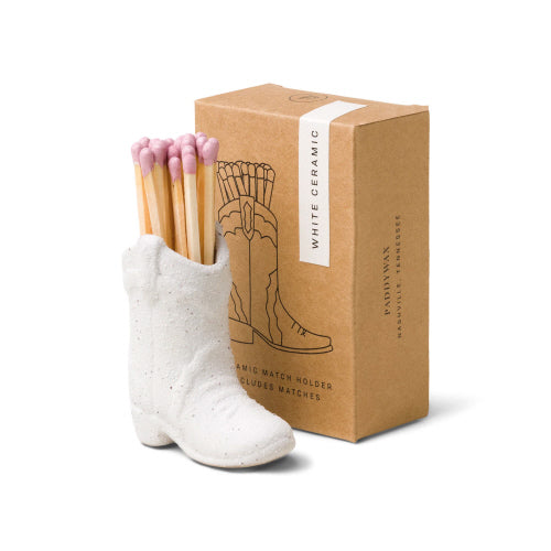 Paddywax Cowboy Boot Matches - White