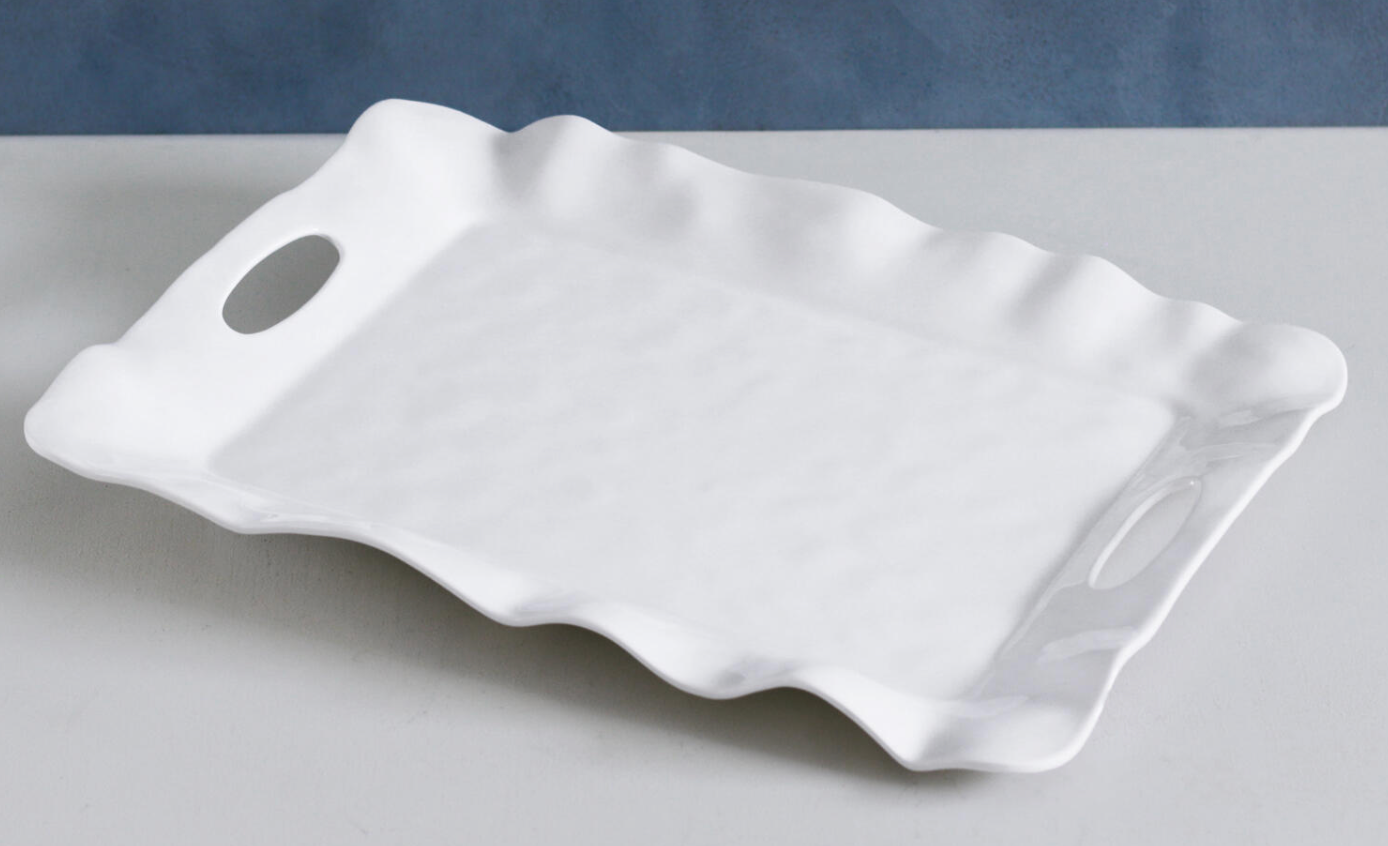 VIDA Havana Rectangular Tray with Handles (White)