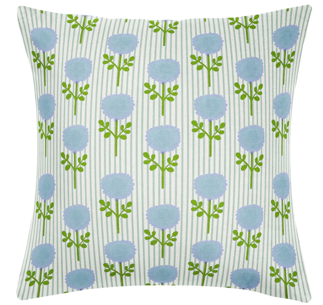 Laura Park Marigold Ticking Stripe Blue Decorative Pillow