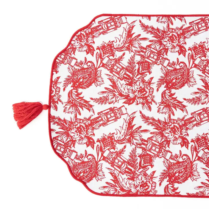 Nutcracker Toile Reversible Tassel Table Runner