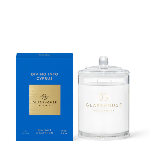 13.4 oz Triple Scented Candle Diving into Cyprus- Seasalt & Saffron