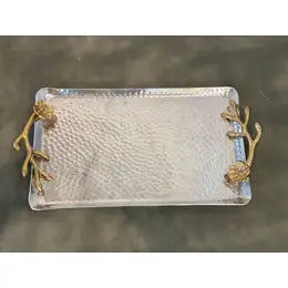 Gilded Flower Handle Rect Tray