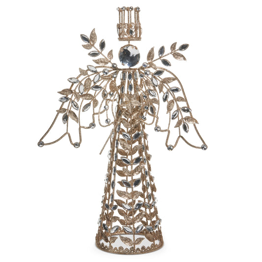 Champagne & Clear Jeweled Angel Tree Topper 16"