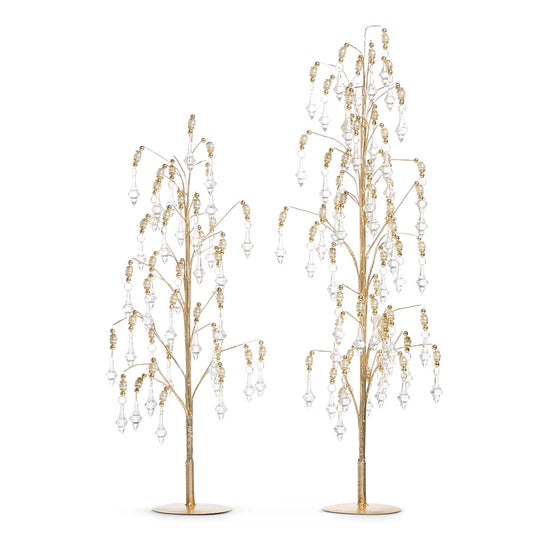 Crystal & Gold Bead Dripping Trees 28"