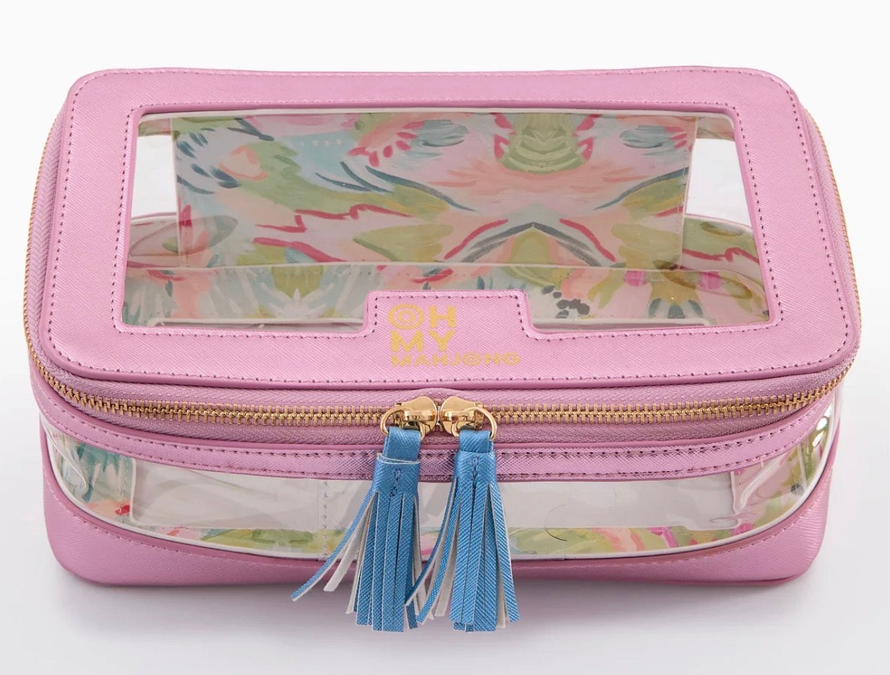 OhMyMahjong Metallic Light Pink Tile Storage Bag