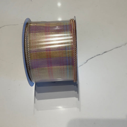 Dupioni Sherbert Plaid Wired Edge, 2-1/2 In, 10 Yards