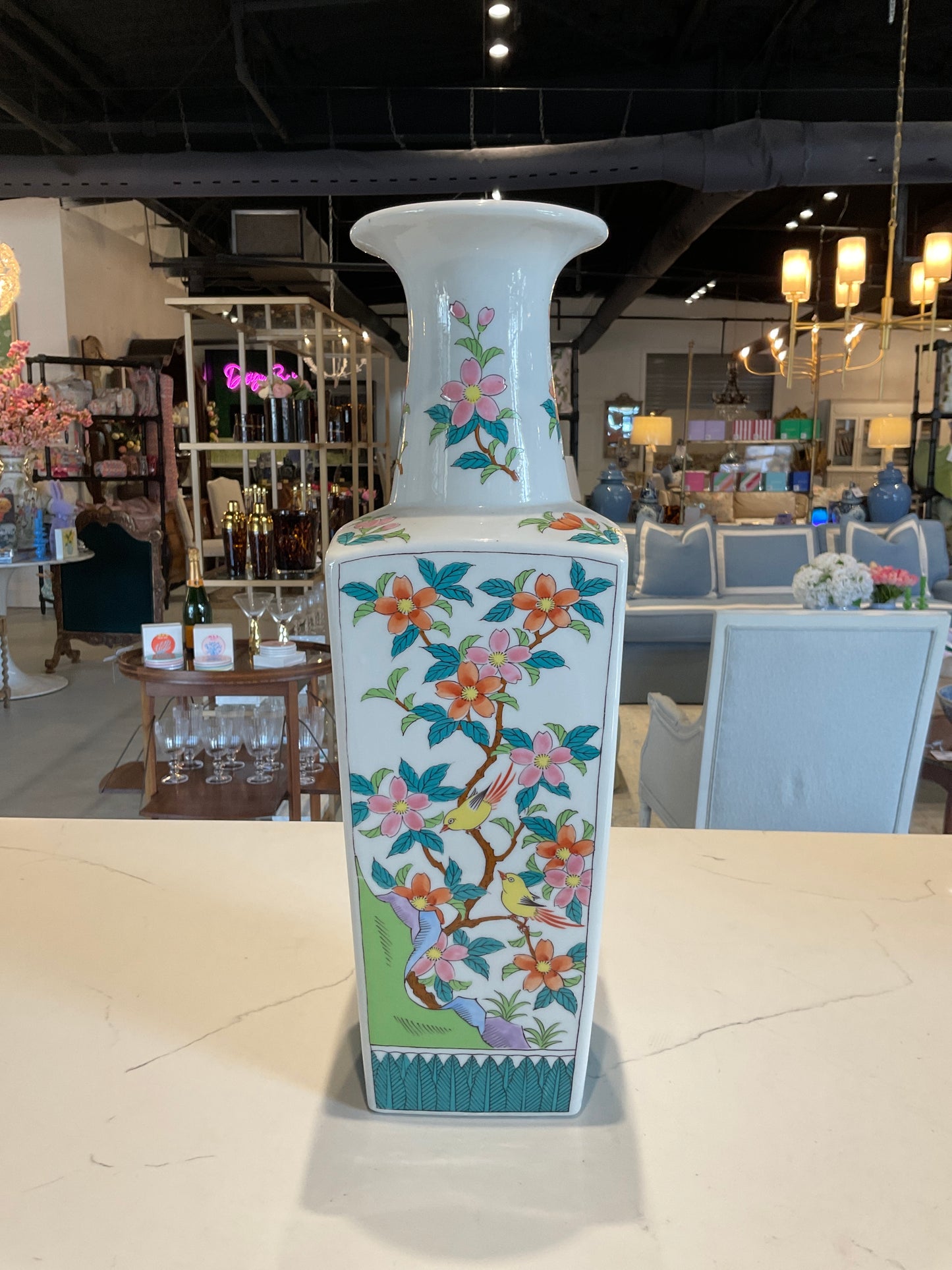 White Chinoiserie Vase