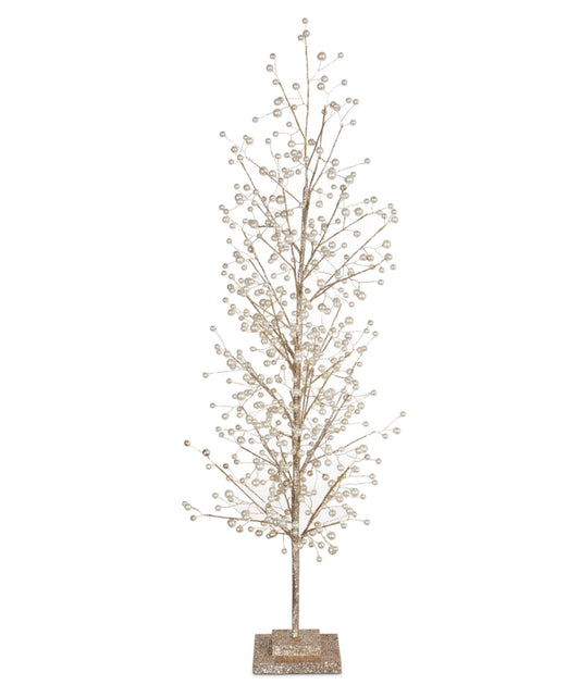 33" Glittered Tree With Pearls