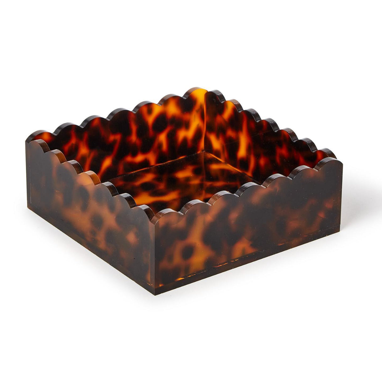 Tortoise Print Scalloped Edge Acrylic Cocktail Napkin Holder