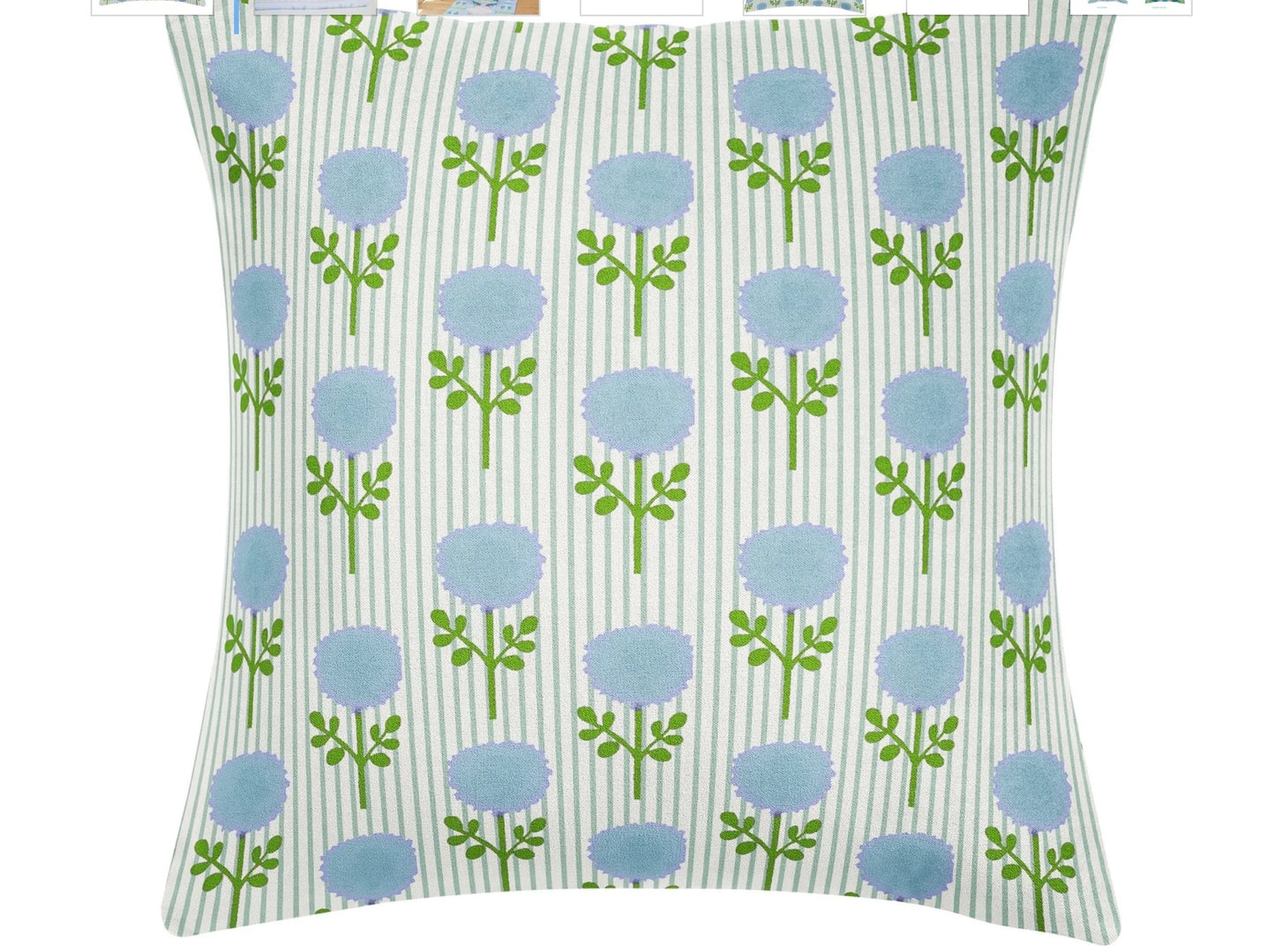 Marigold Ticking Stripe Blue Decorative Pillow