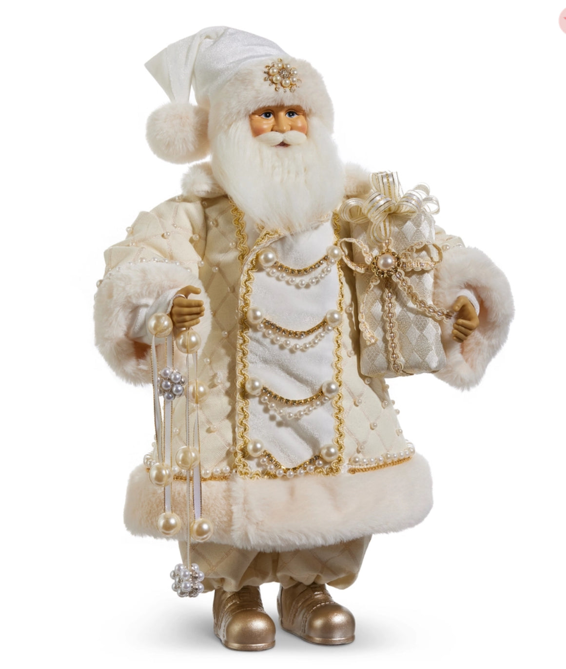 18" Pearl And Jewel Champagne Santa