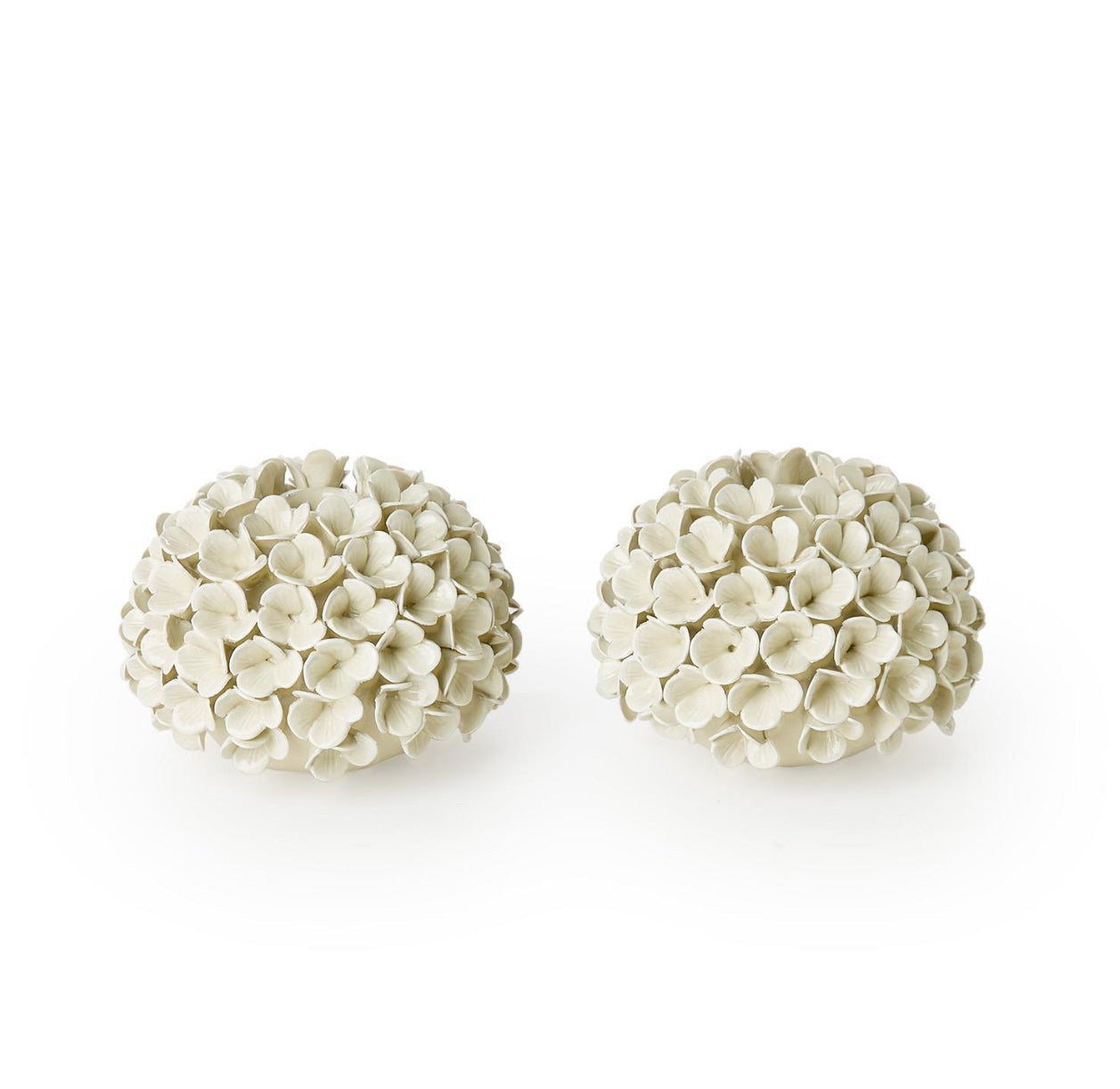 White Hydrangea Flower Vases/Taper Holder (set of 2)