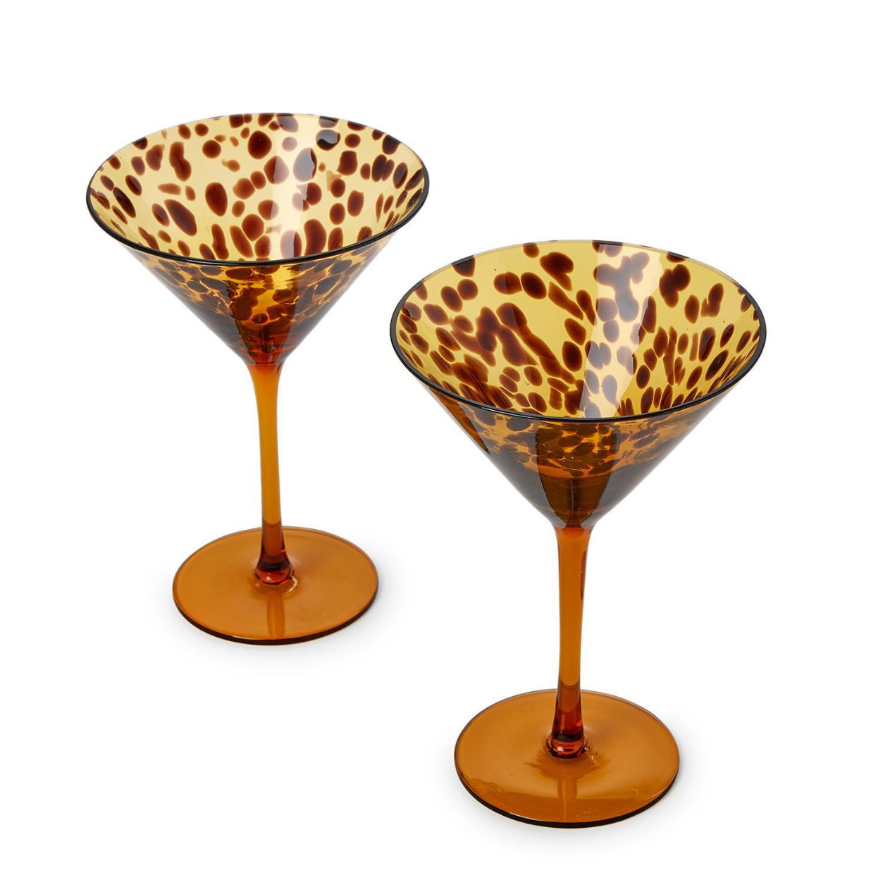 Set of 4 Tortoise Print Martini Glass