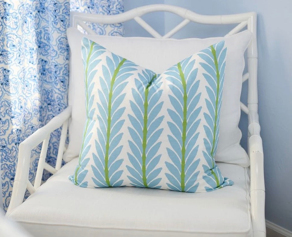 Frond French Blue Decorative Pillow
