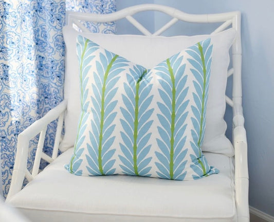 Frond French Blue Decorative Pillow