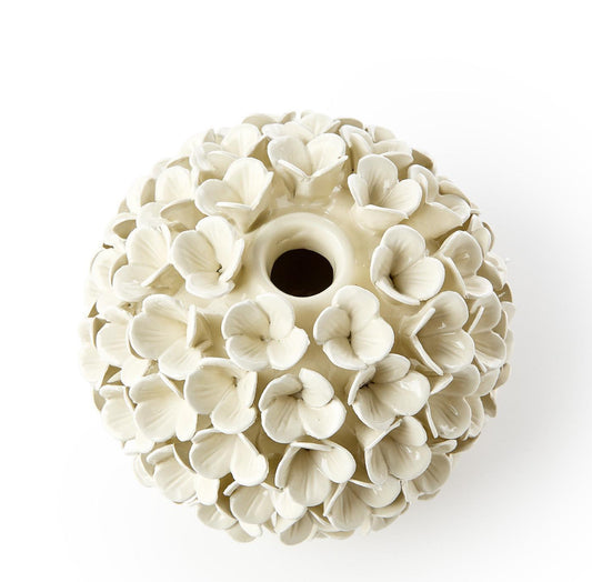 White Hydrangea Flower Vases/Taper Holder (set of 2)