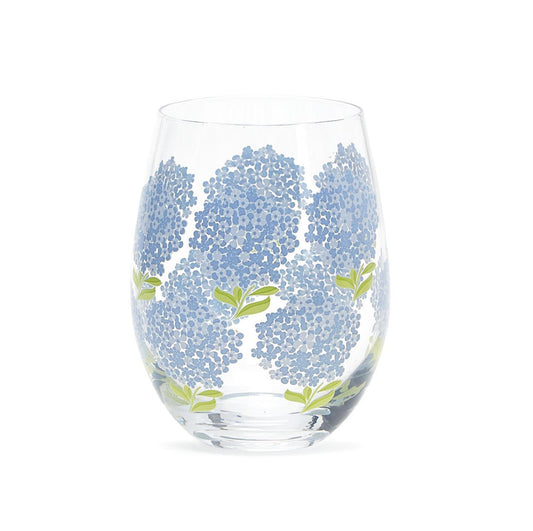 Hydrangea Stemless Wine Glass