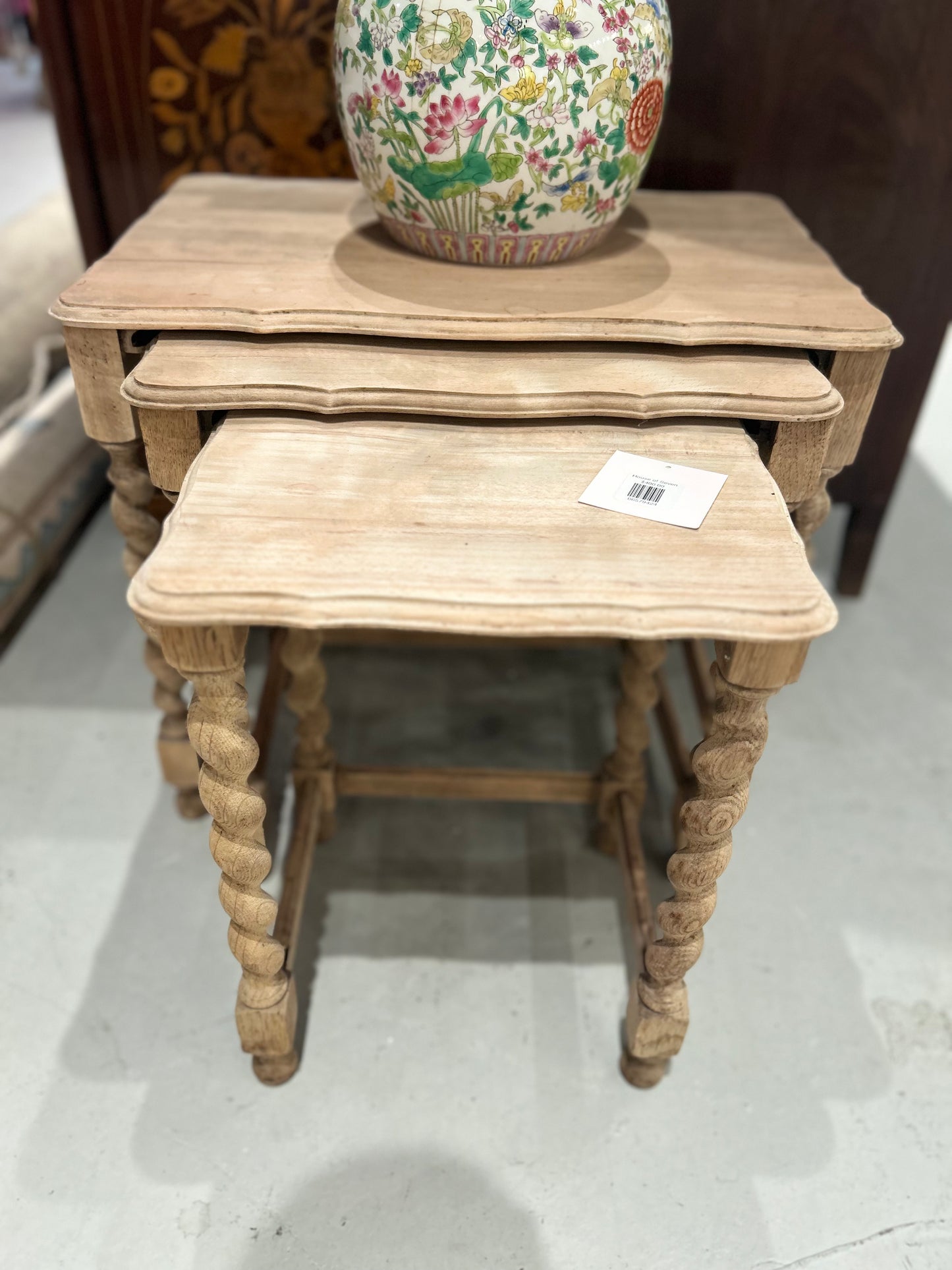 Sand Blasted Barley Twist Nesting Table