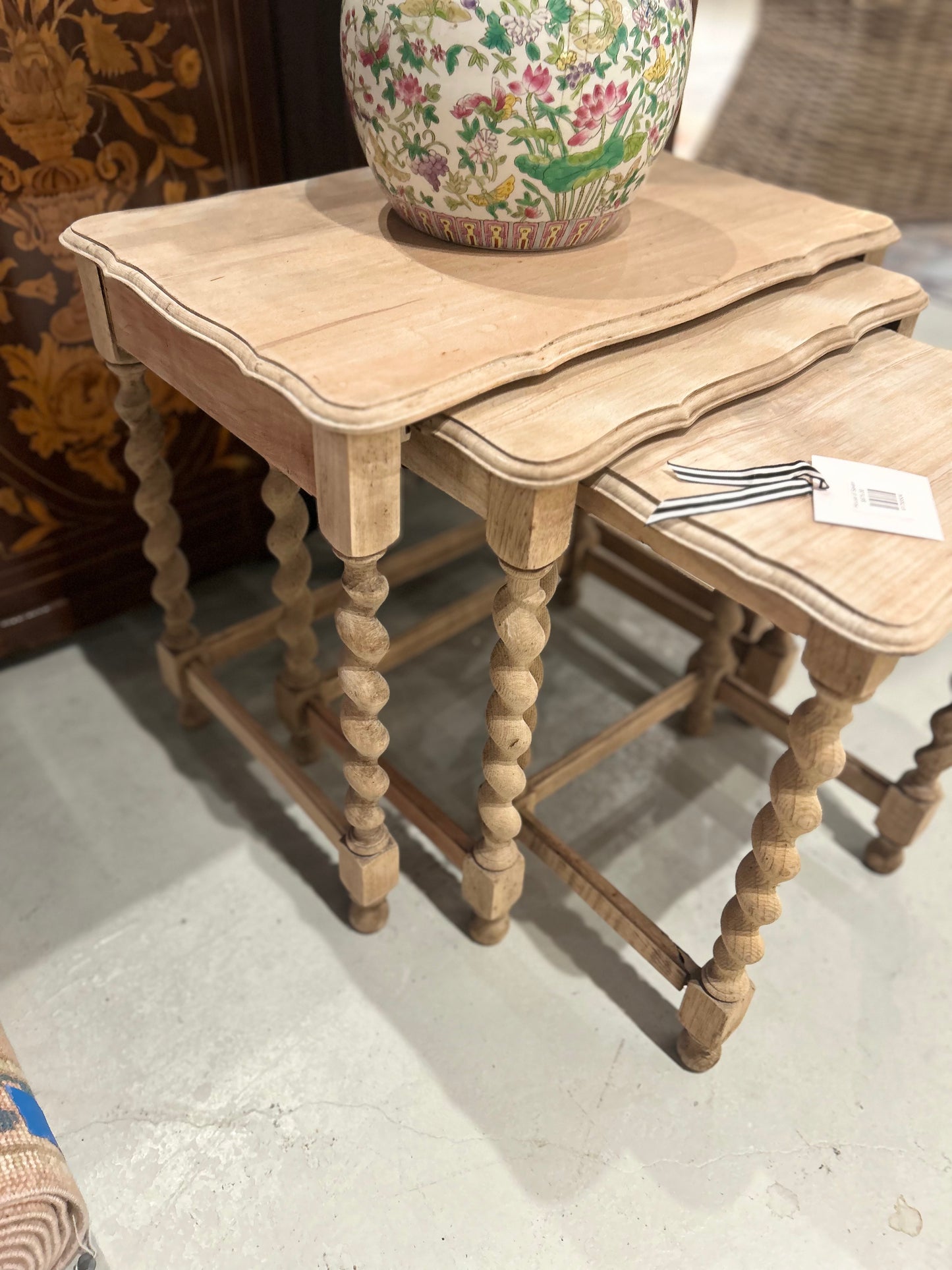 Sand Blasted Barley Twist Nesting Table