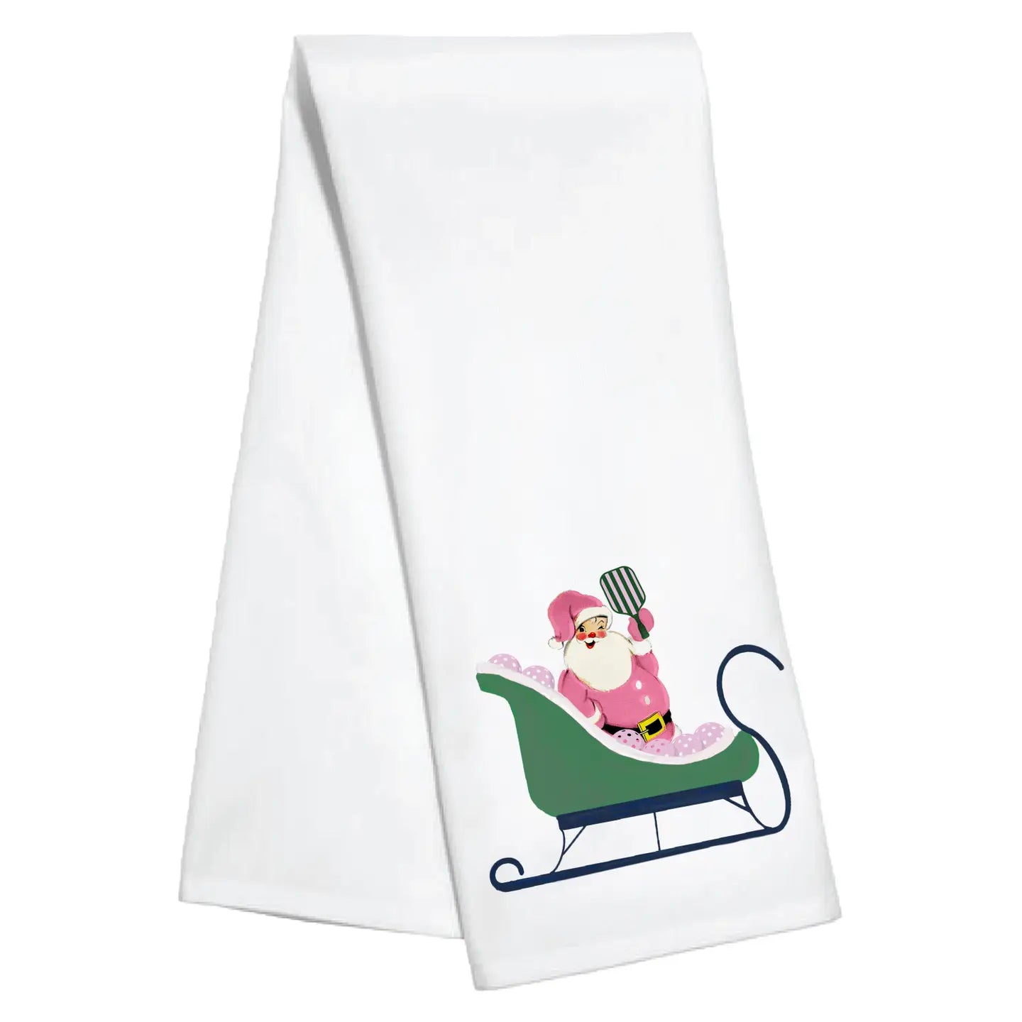 Christmas Kitchen Towel- Santa On Sleigh Pickleball
