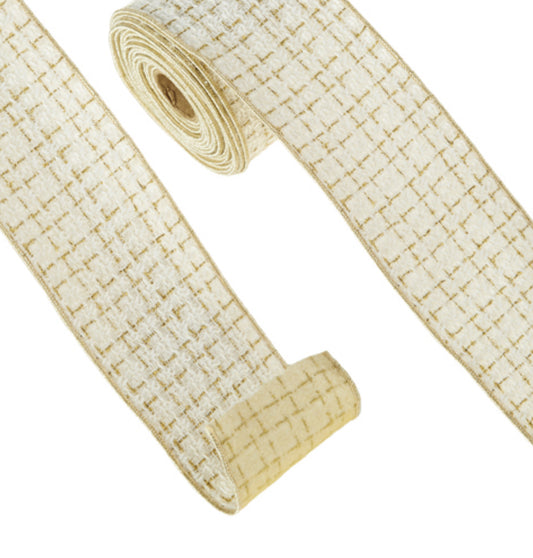 4" X 10 YDS TWEED WIRED RIBBON