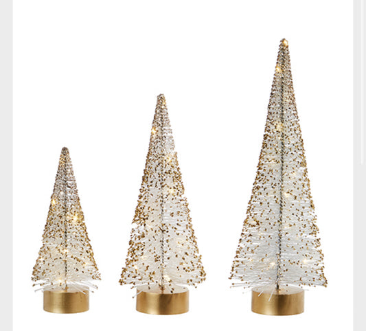 15" LIGHTED WHITE BOTTLE BRUSH TREES