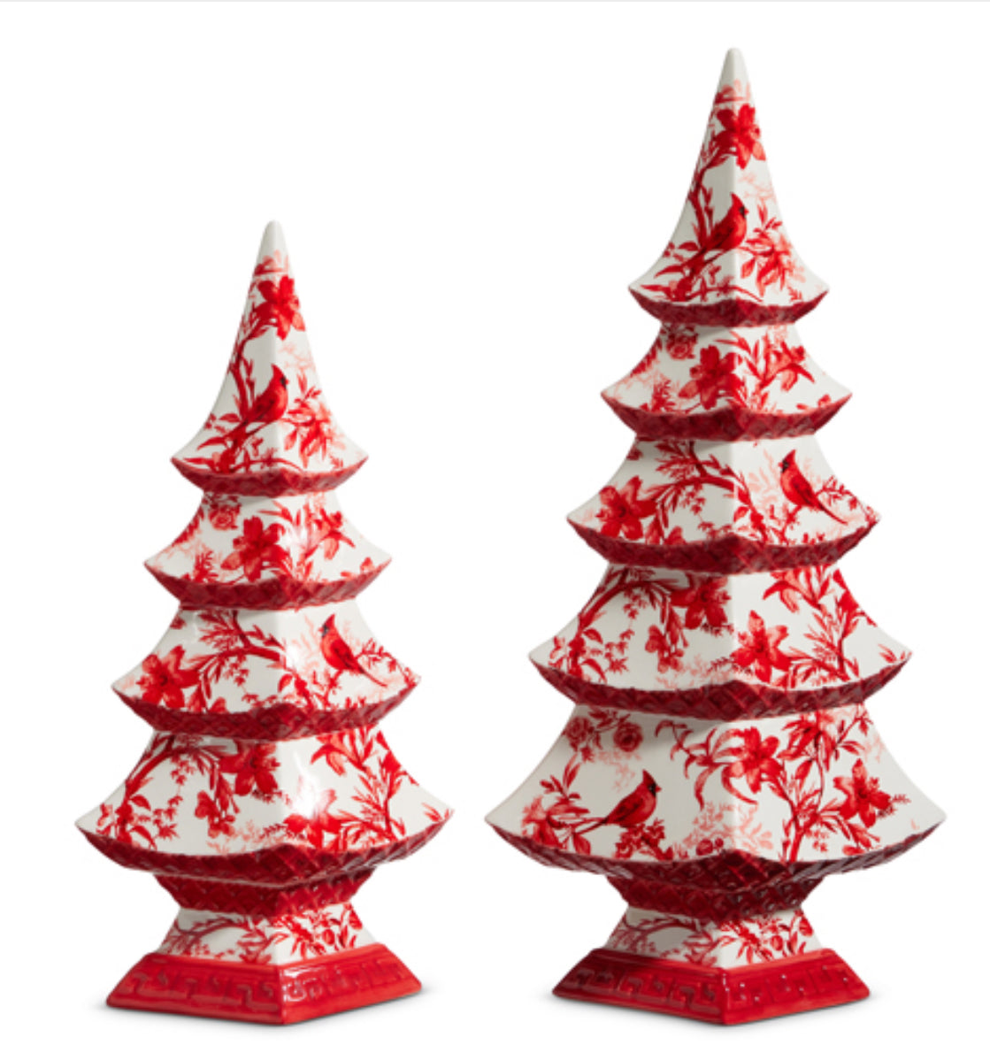 14" RED CHINOISERIE TREES