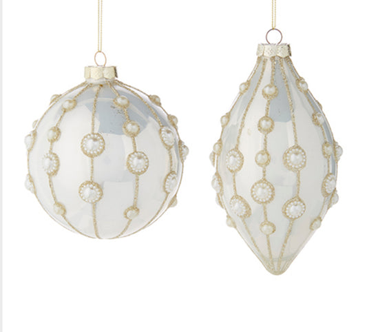 4" PEARL EMBELLISHED ORNAMENT