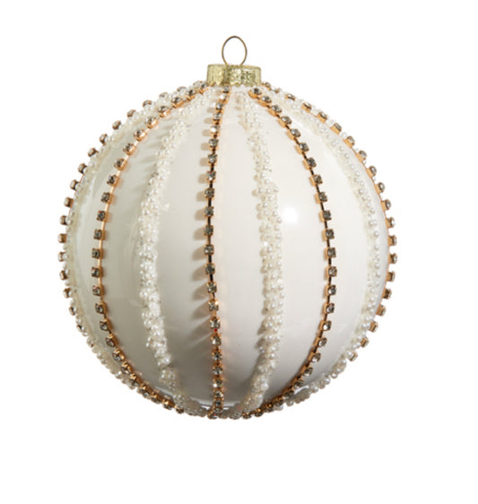 RHINESTONE AND PEARL BALL ORNAMENT