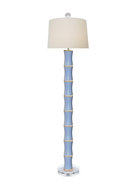 Blue Bamboo Pattern Floor Lamp