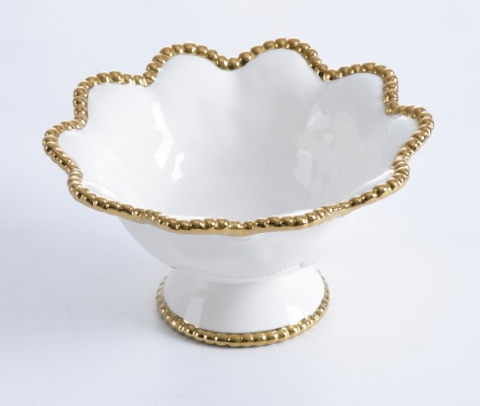PB-  GOLDEN SALERNO SCALLOPED FOOTED BOWL