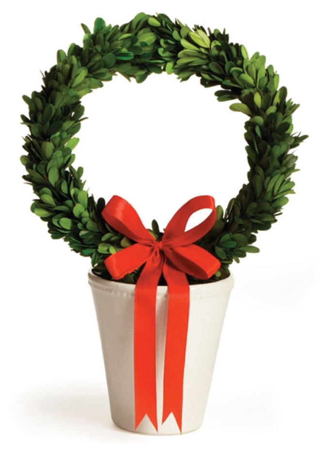 PG 8.5" WREATH IN WHITE POT SM