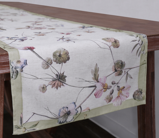 LINEN Gabrielle runner 108 x 18 (Floral)