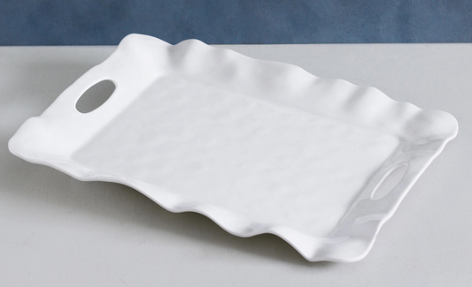 VIDA Havana Rectangular Tray with Handles (White)