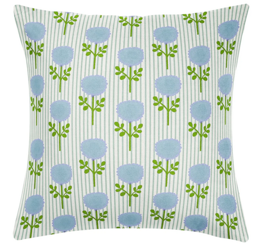 Laura Park Marigold Ticking Stripe Blue Decorative Pillow