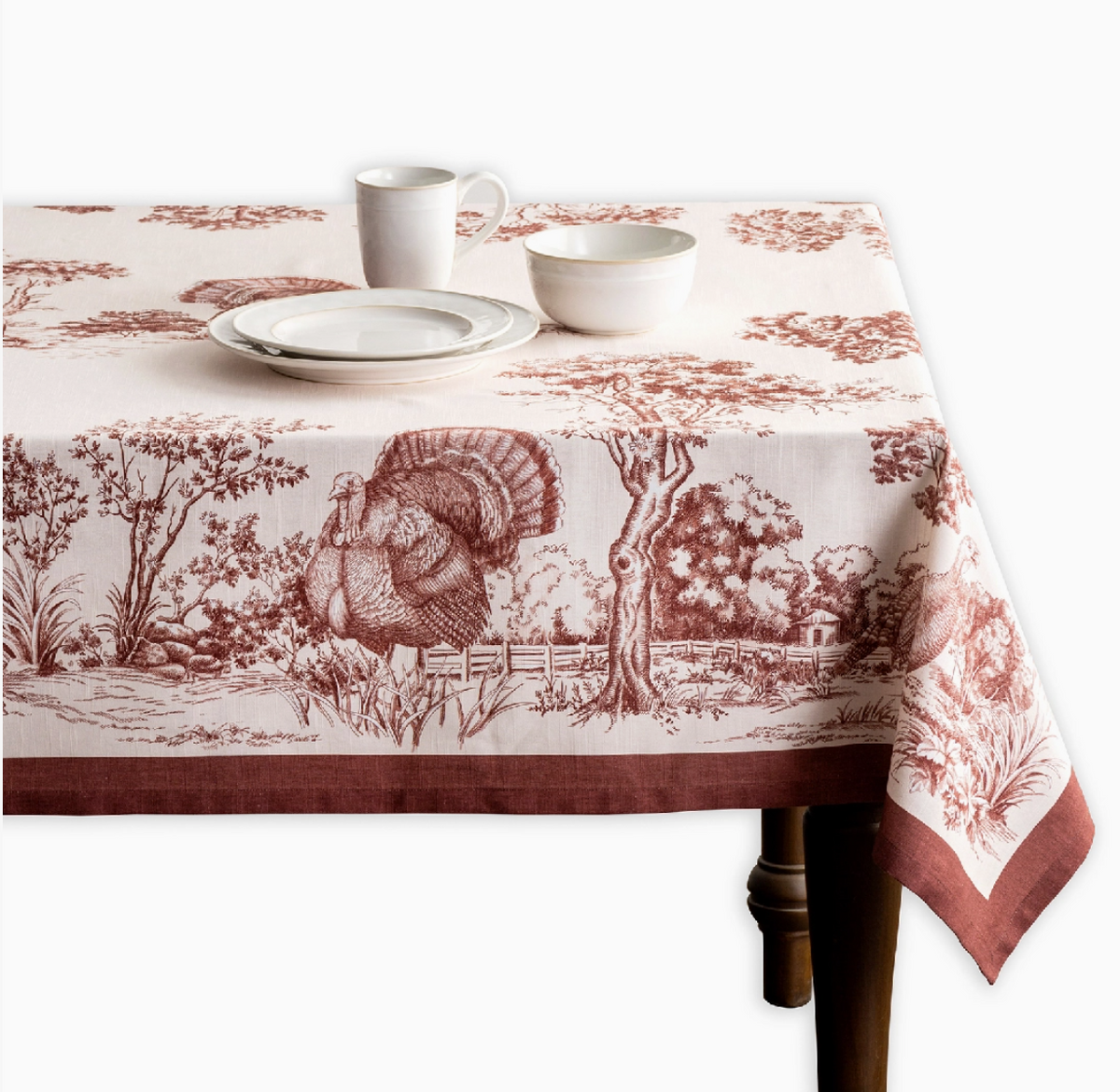 Holly Jouy Brown 180" x 70" Fall Tablecloth