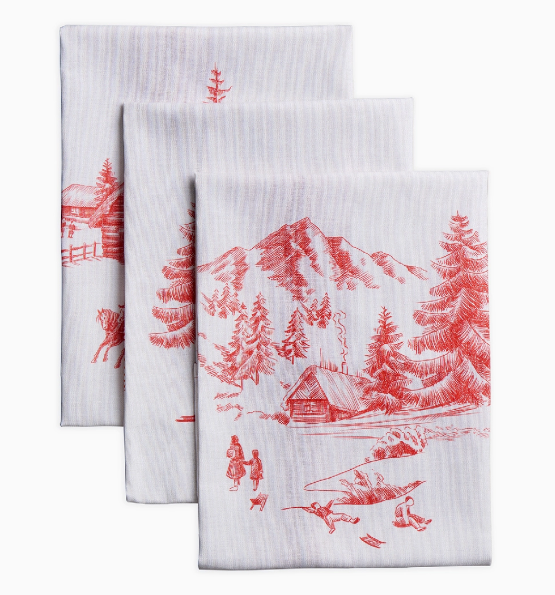 Winter Jouy 100% Cotton Kitchen Towels (Set of 3)