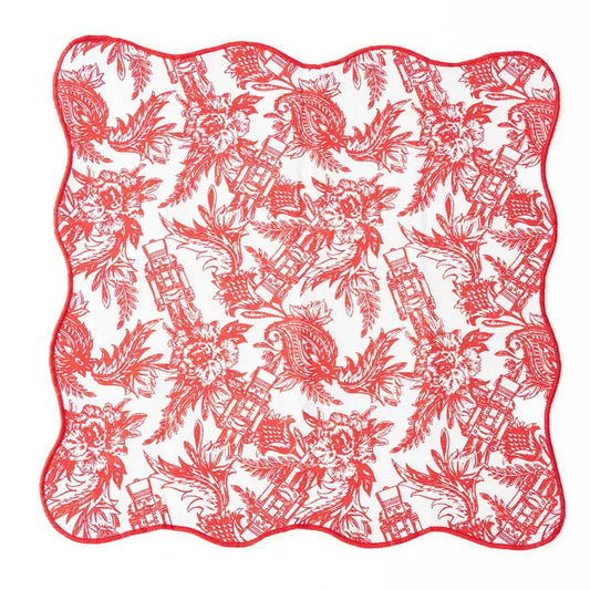 Nutcracker Toile Scalloped Dinner Napkin