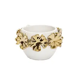 White Snack Bowl With Gold Floral Design