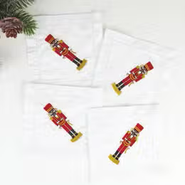 4 Piece Set Nutcracker Embroidered Cocktail Napkins