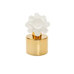 Gold Bottle Diffuser with White Flower