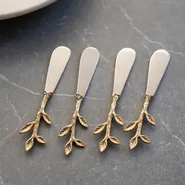 S.S. & Gold Leaf Bud Handle Spreaders, Set of 4