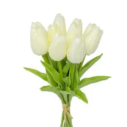 White Real Touch Tulip Stems