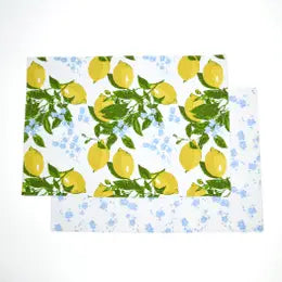 Lemon Floral Reversible Placemat Set